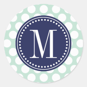 Sticker Rond Monogramme des grands points de la Monnaie Chic et