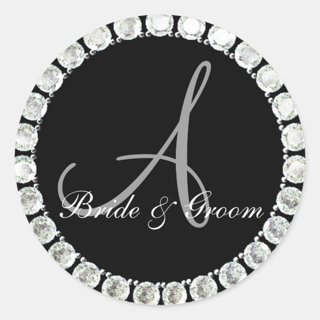 Sticker Rond Monogramme diamant Un sceau personnalisable (Devant)