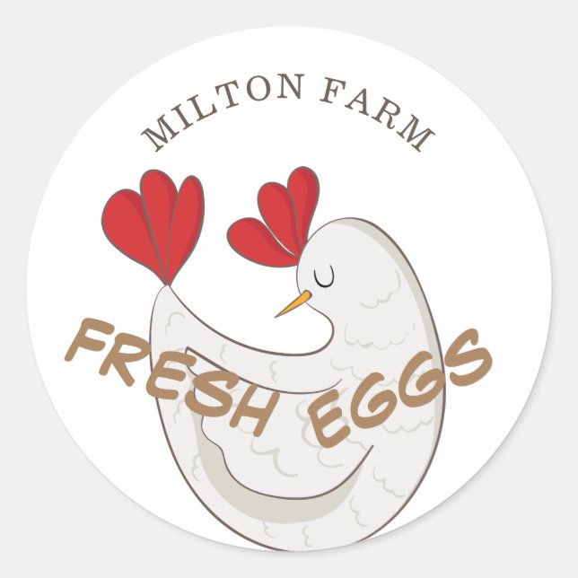 Sticker Rond monogramme d'oeufs frais en script mignon (Devant)