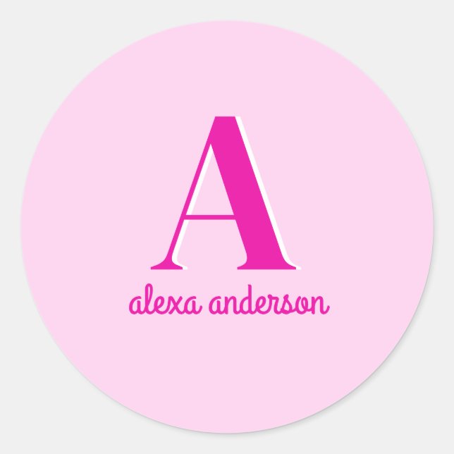 Sticker Rond Monogramme Dolly Rétro Rose chaud (Devant)