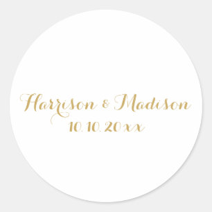 Sticker Rond Monogramme d'or faveurs de mariage personnalisées