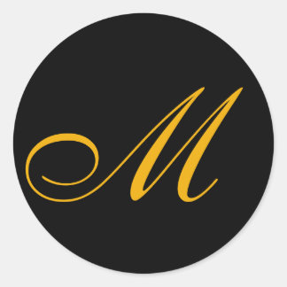 Sticker Rond Monogramme d'or noir initial