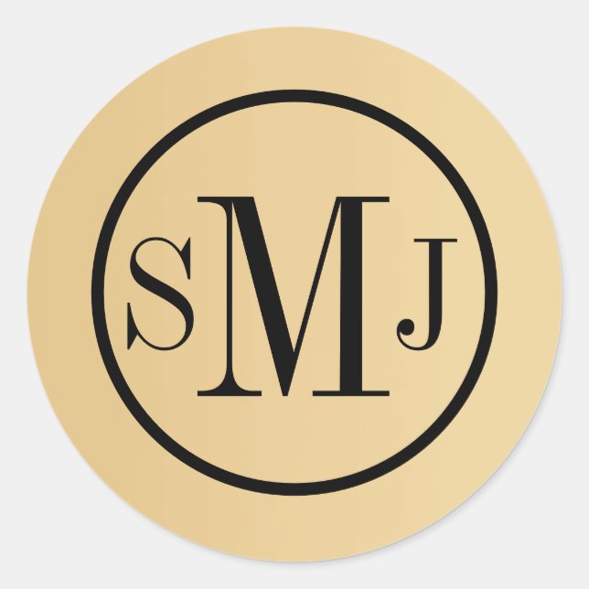 Sticker Rond Monogramme d'or Personnalisation couleur complète (Devant)