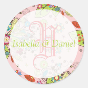 Sticker Rond Monogramme du Mariage de chambre de mariée Modèle 