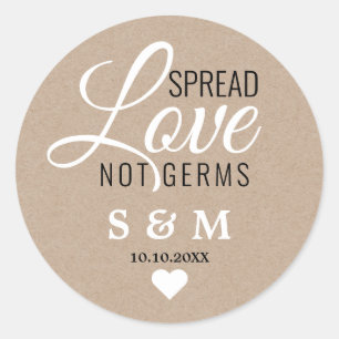 Sticker Rond Monogramme du Mariage de nettoyage à la main Kraft