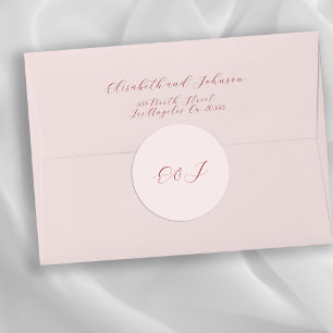 Sticker Rond Monogramme élégant chic script blush rose mariage