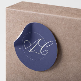 Sticker Rond Monogramme élégant mariage de marine chic