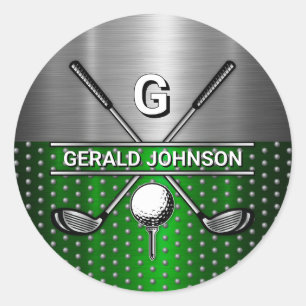 Sticker Rond Monogramme élégant personnalisé de golf