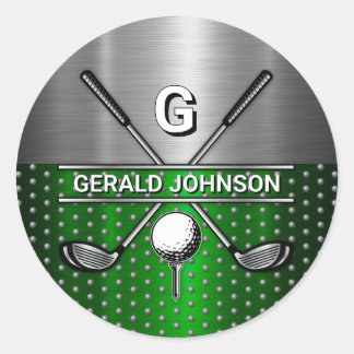 Sticker Rond Monogramme élégant personnalisé de golf