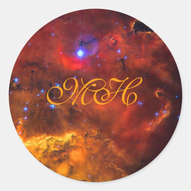 Sticker Rond Monogramme - Emission Nebula NGC 2467 à Puppis (Devant)