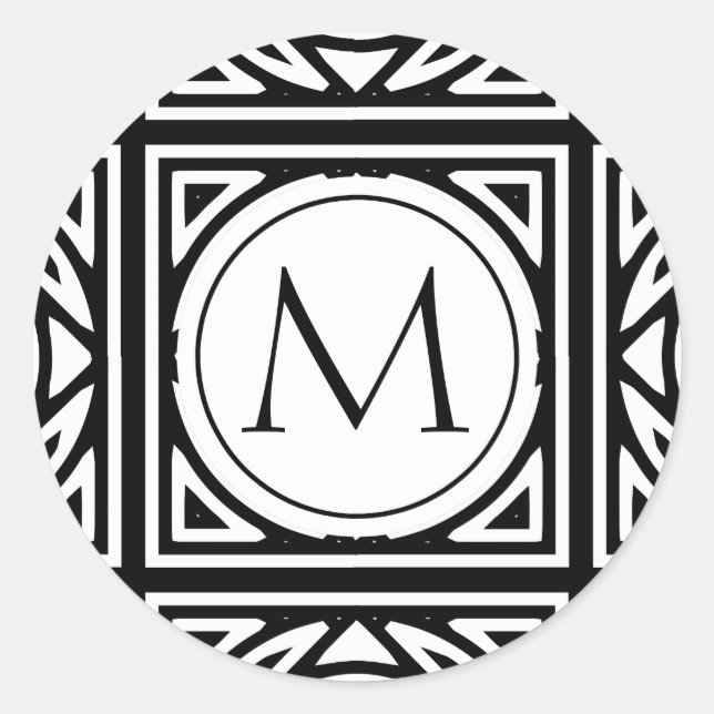 Sticker Rond Monogramme encadré (Devant)