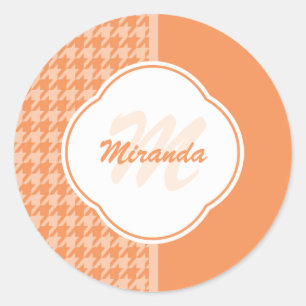 Sticker Rond Monogramme et nom de l'orangerie à la mode Orange