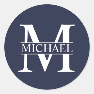 Sticker Rond Monogramme et nom personnalisés