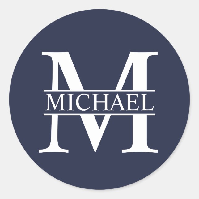 Sticker Rond Monogramme et nom personnalisés (Devant)