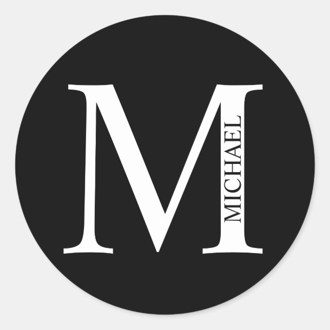 Sticker Rond Monogramme et nom personnalisés (Devant)
