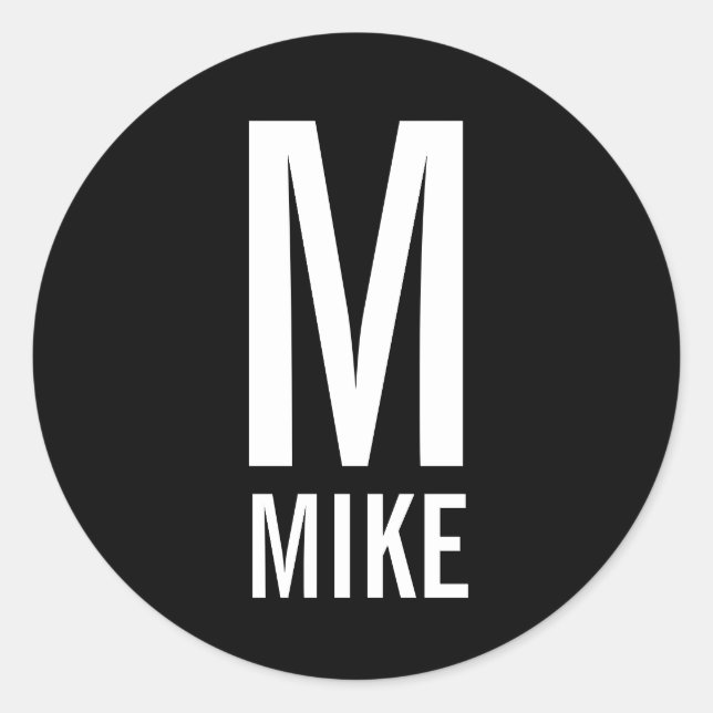 Sticker Rond Monogramme et nom personnalisés modernes (Devant)