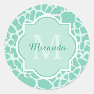Sticker Rond Monogramme et nom verts en bon état Girly