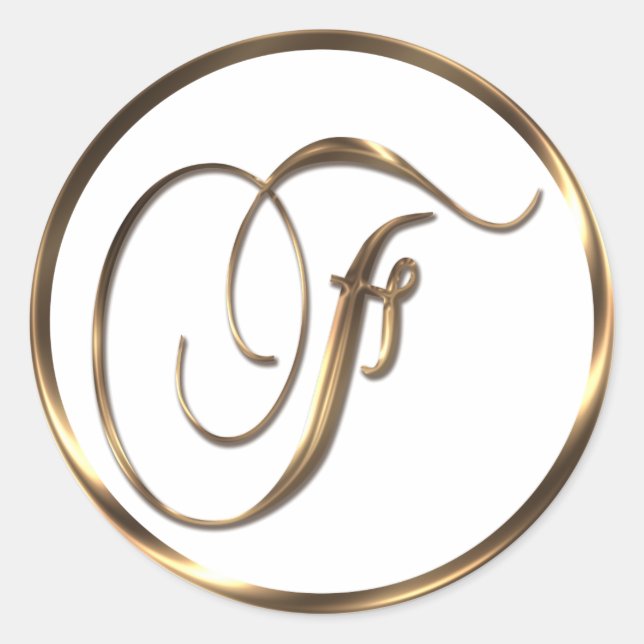 Sticker Rond Monogramme F Faux Bronze (Devant)