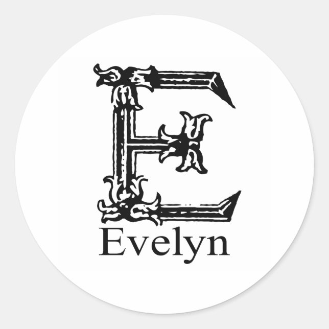 Sticker Rond Monogramme fantaisie : Evelyn (Devant)