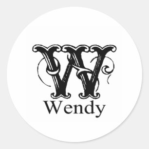 Sticker Rond Monogramme fantaisie : Wendy