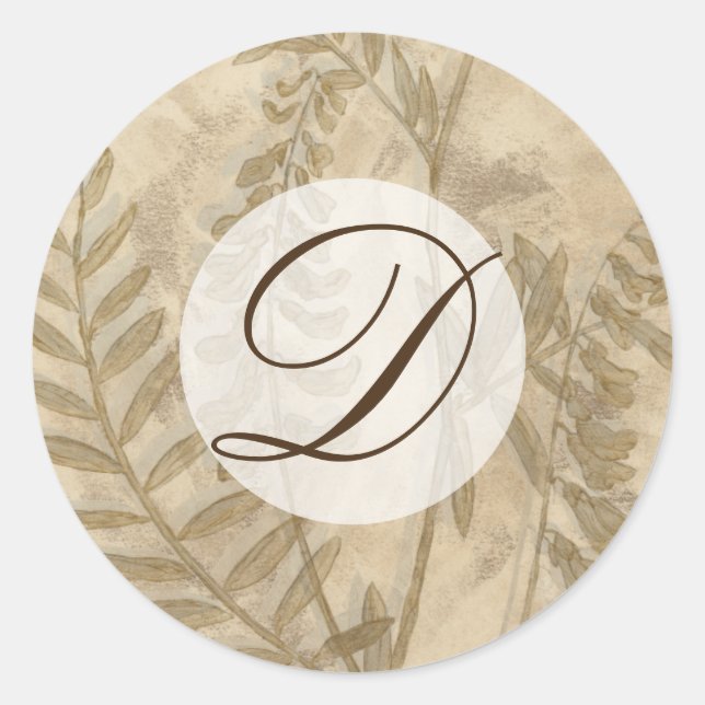 Sticker Rond Monogramme | Feuillage doré I (Devant)