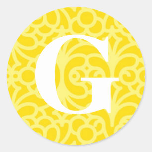 Sticker Rond Monogramme floral fleuri - lettre G