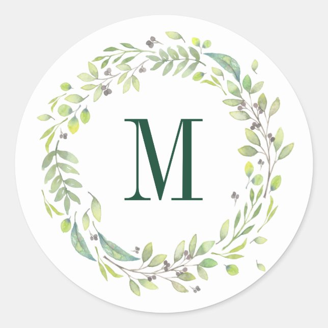Sticker Rond Monogramme floral personnalisé Folio été (Devant)