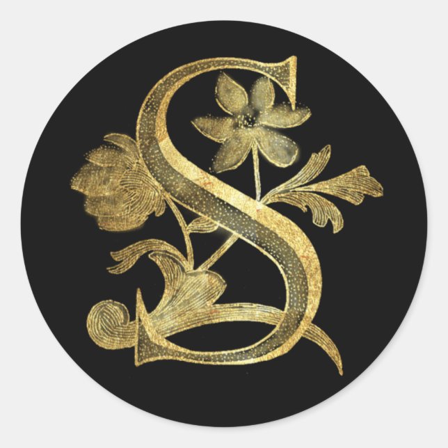 Sticker Rond Monogramme floral S (Devant)