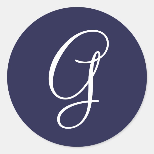 Sticker Rond Monogramme G, blanc sur bleu marine, (Devant)