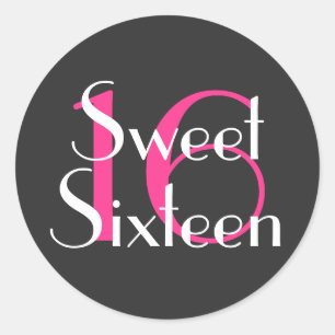 Sticker Rond Monogramme Glam Sweet sixteen 16 Anniversaire rose