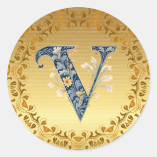 Sticker Rond Monogramme Gold V