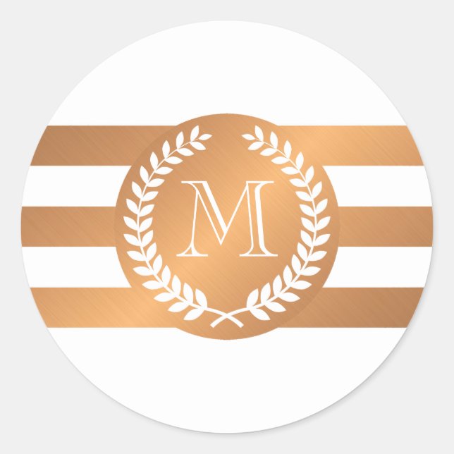 Sticker Rond Monogramme Golden Laurel Wreath (Devant)