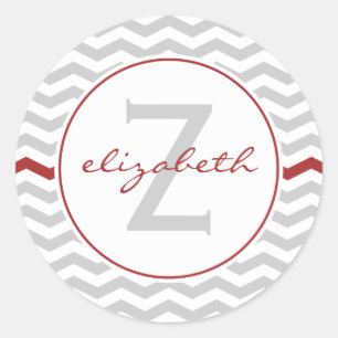 Sticker Rond Monogramme Grey Chevron