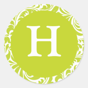 Sticker Rond Monogramme H Chartreuse Thème Mariage Monogrammes