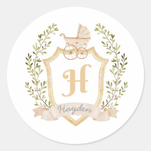 Sticker Rond Monogramme H du transport de bébé Neutre