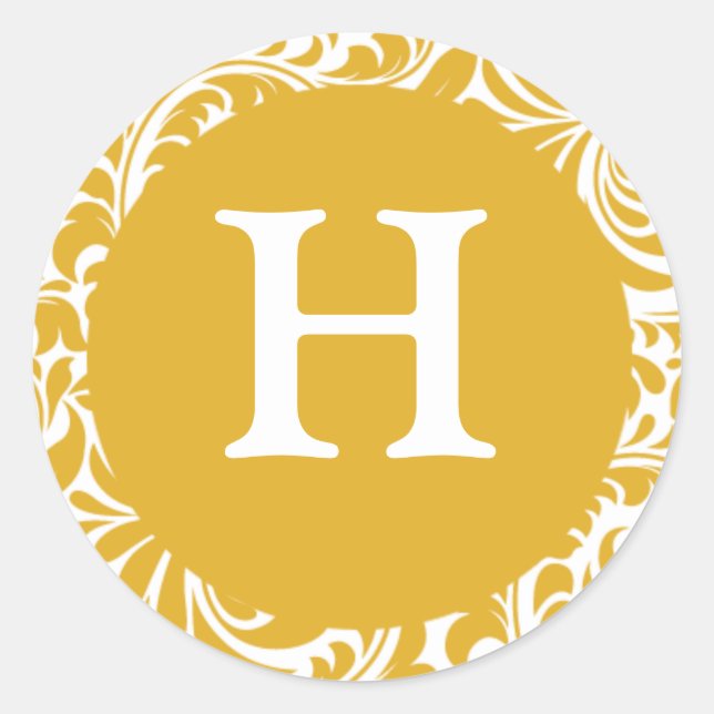 Sticker Rond Monogramme H Mustard couleur Invitation personnali (Devant)