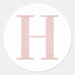 Sticker Rond Monogramme H pailleté or rose pâle féminin