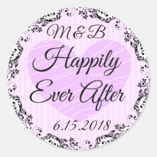 Sticker Rond Monogrammé Heureusement Jamais Après Mariage Stick