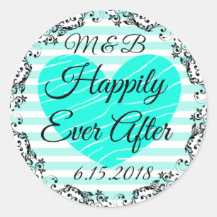 Sticker Rond Monogrammé Heureusement Jamais Après Mariage Stick