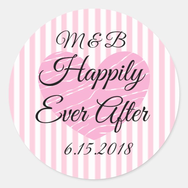 Sticker Rond Monogrammé Heureusement Jamais Après Mariage Stick (Devant)