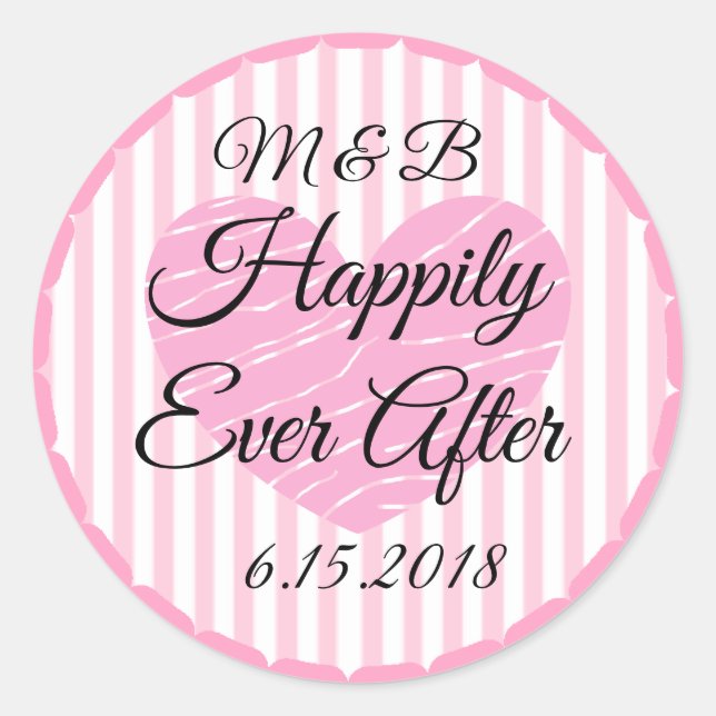 Sticker Rond Monogrammé Heureusement Jamais Après Mariage Stick (Devant)