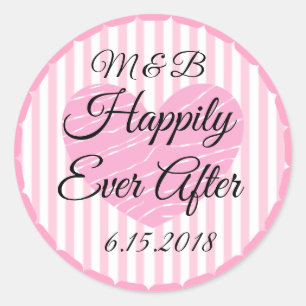 Sticker Rond Monogrammé Heureusement Jamais Après Mariage Stick