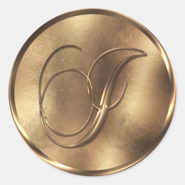 Sticker Rond Monogramme I Faire-part de mariage de bronze (Devant)