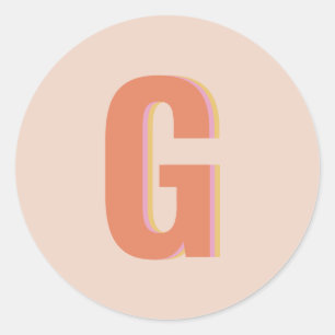 Sticker Rond Monogramme initial de la typographie rétro-floue e