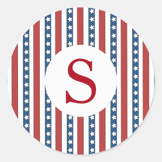Sticker Rond Monogramme initial de l'étoile sur mesure patrioti (Devant)