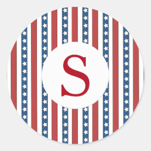 Sticker Rond Monogramme initial de l'étoile sur mesure patrioti