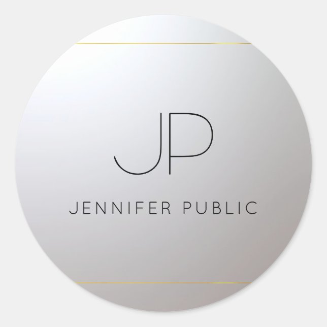 Sticker Rond Monogramme initial du Modèle Gold du client (Devant)