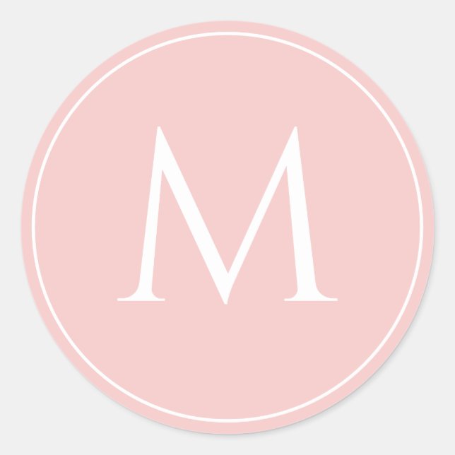 Sticker Rond Monogramme initial élégant pastel rose (Devant)