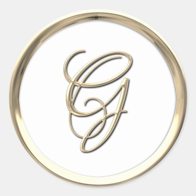 Sticker Rond Monogramme initial or G Script n'importe quelle co (Devant)