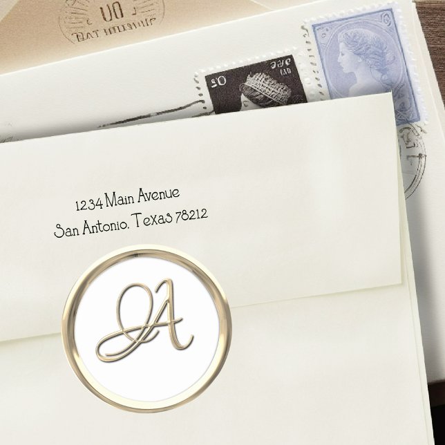 Sticker Rond Monogramme initial or - Script n'importe quelle co (Créateur téléchargé)